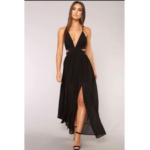 Fashion Nova Lanai Maxi Dress Black Sleeveless Strappy Dress